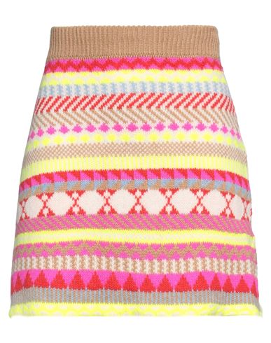 La Fetiche Woman Mini Skirt Tan Size M Lambswool, Cotton In Brown