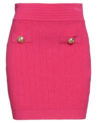 Shop Balmain Woman Mini Skirt Fuchsia Size 6 Viscose, Polyester, Polyamide, Elastane In Pink
