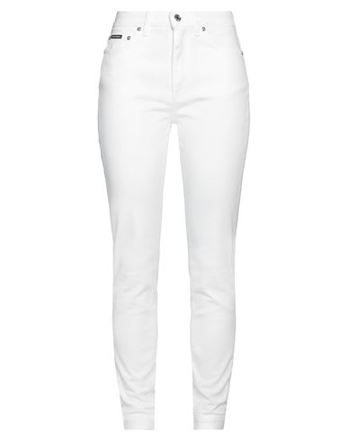 Dolce & Gabbana Woman Pants White Size 4 Cotton, Elastane, Soft Leather, Calfskin
