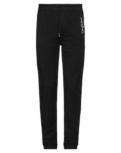 Saint Laurent Man Pants Black Size L Cotton, Polyester, Calfskin