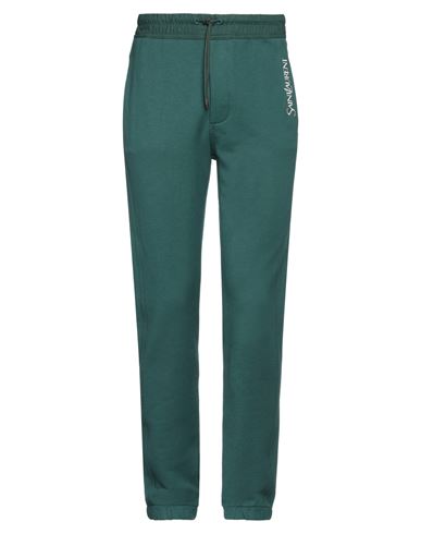 Shop Saint Laurent Man Pants Dark Green Size Xl Cotton, Polyester, Calfskin