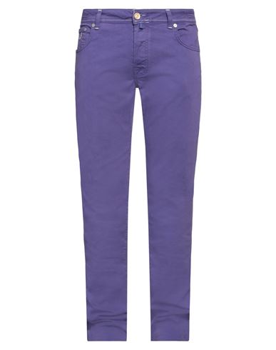 Shop Jacob Cohёn Man Pants Purple Size 31 Cotton, Elastane