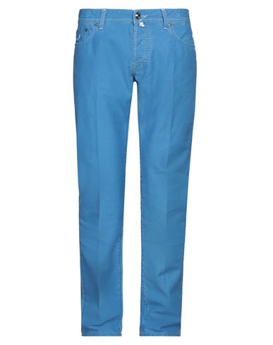 Jacob Cohёn Man Pants Azure Size 35 Cotton In Blue