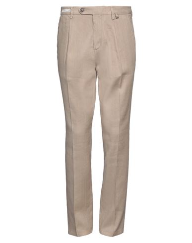 Paoloni Man Pants Beige Size 40 Linen, Cotton, Elastane