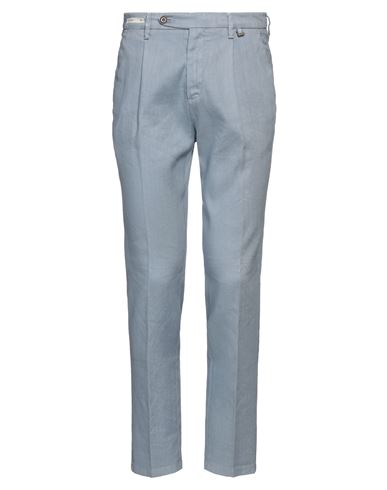 Paoloni Man Pants Light Blue Size 30 Linen, Cotton, Elastane