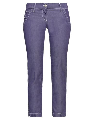 Jacob Cohёn Woman Cropped Pants Purple Size 28 Cotton, Elastomultiester