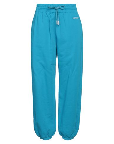 Shop Off-white Woman Pants Azure Size M Cotton, Elastane In Blue