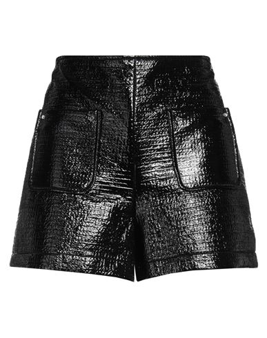Maje Woman Shorts & Bermuda Shorts Black Size 8 Cotton, Polyester, Polyurethane, Viscose
