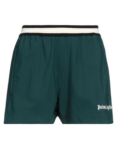 Palm Angels Woman Shorts & Bermuda Shorts Dark Green Size L Polyamide, Elastane
