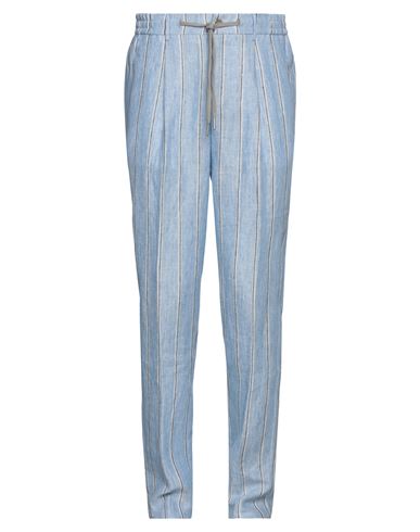 Berwich Man Pants Light Blue Size 32 Linen