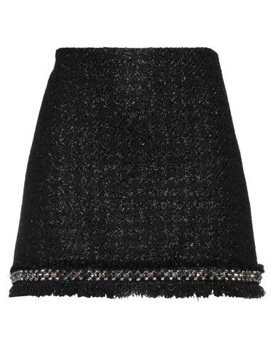 Versace Woman Mini Skirt Black Size 6 Virgin Wool, Metallized Polyamide, Polyamide, Metal