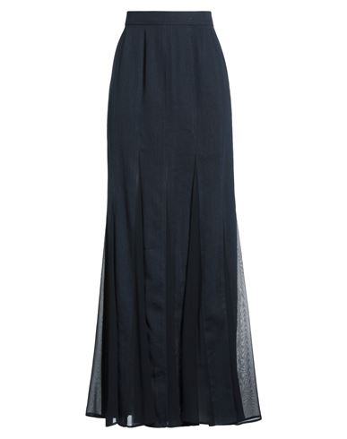 Max Mara Woman Maxi Skirt Midnight Blue Size 4 Linen, Cotton
