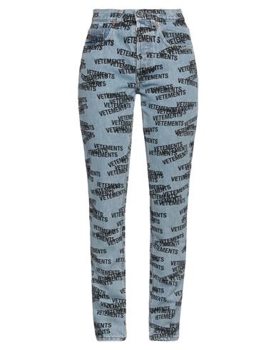Vetements Woman Jeans Blue Size Xl Cotton In Blue