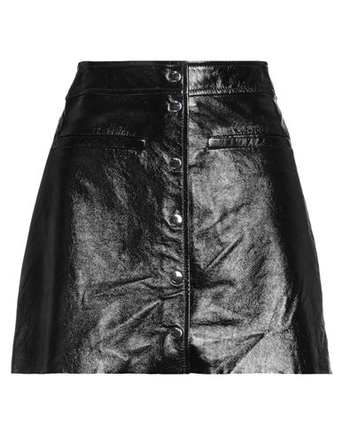 Maje Woman Mini Skirt Black Size 8 Sheepskin