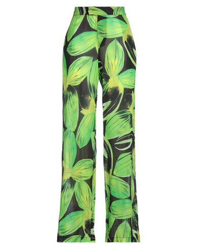 Shop Louisa Ballou Woman Pants Acid Green Size M Cotton, Silk