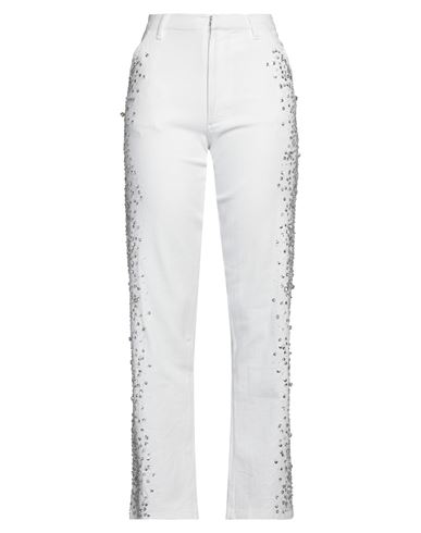 Des Phemmes Des_phemmes Woman Jeans White Size 4 Cotton, Elastane