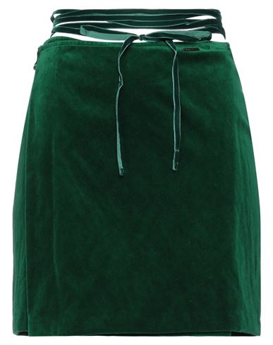 Dsquared2 Woman Mini Skirt Green Size 2 Cotton, Metallic Fiber