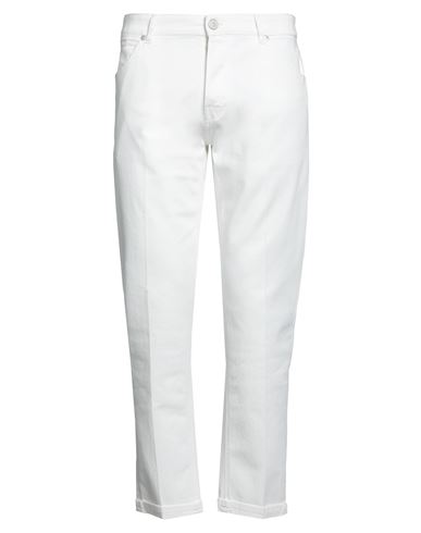 Pt Torino Man Jeans White Size 33 Cotton, Elastane