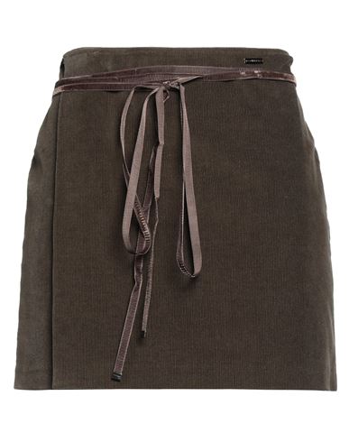 Dsquared2 Woman Mini Skirt Dark Brown Size 2 Cotton, Elastane In Green