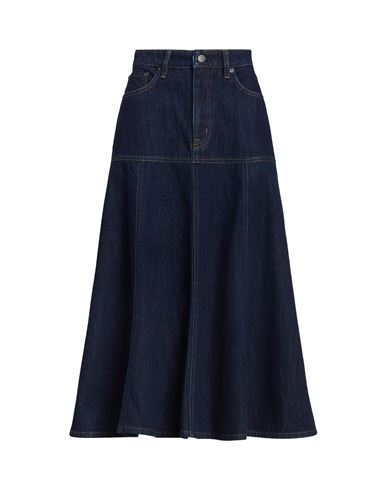 Lauren Ralph Lauren Denim Paneled Midi Skirt Woman Denim Skirt Blue Size 4 Cotton, Recycled Cotton