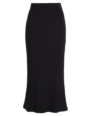 8 By Yoox Ribbed Low-waist Maxi Skirt Woman Midi Skirt Black Size L Organic Cotton, Elastane