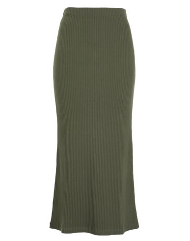 8 By Yoox Ribbed Low-waist Maxi Skirt Woman Midi Skirt Military Green Size Xl Organic Cotton, Elasta