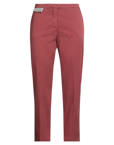 Fabiana Filippi Woman Pants Brick Size 10 Cotton, Elastane, Brass In Red