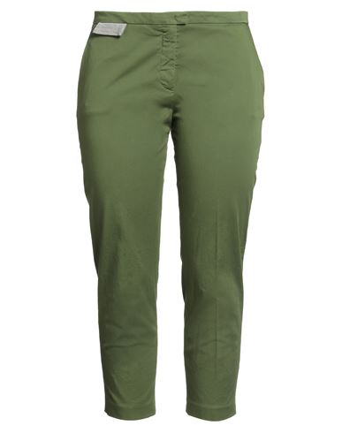 Fabiana Filippi Woman Pants Green Size 12 Cotton, Elastane, Brass In Green