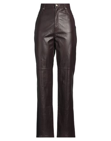 Max Mara Studio Woman Pants Chocolate Brown Size 4 Lambskin In Brown