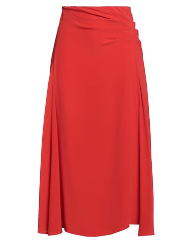 Semicouture Woman Midi Skirt Tomato Red Size 6 Acetate, Silk In Red