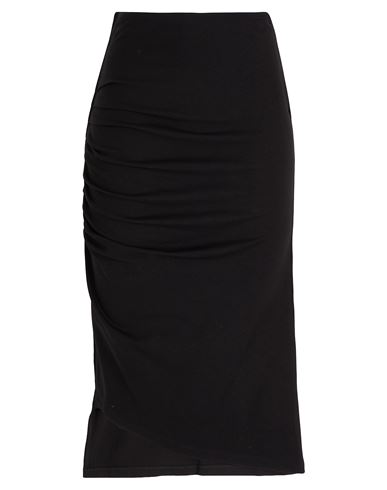 8 By Yoox Viscose Midi Skirt W/ Side Gathering & Split Woman Midi Skirt Black Size Xxl Viscose, Recy