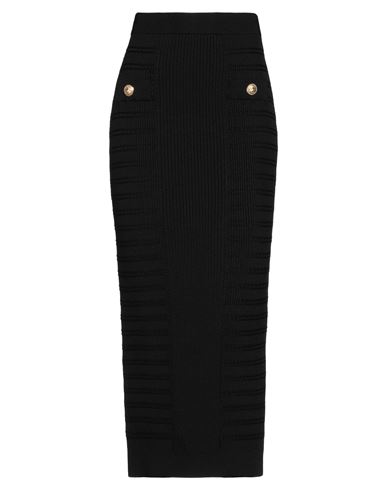 Balmain Woman Maxi Skirt Black Size 8 Viscose, Polyamide