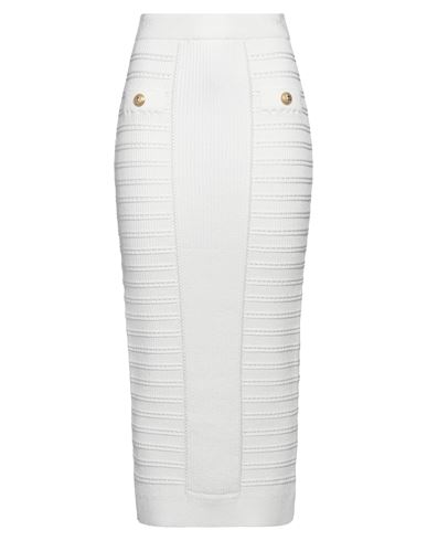 Balmain Woman Maxi Skirt Ivory Size 8 Viscose, Polyamide In White