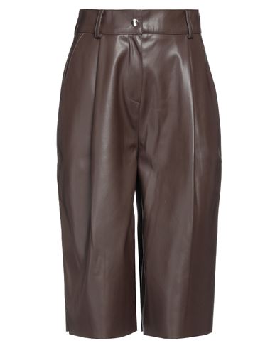 Mem.js Mem. Js Woman Cropped Pants Dark Brown Size 10 Polyester, Polyurethane