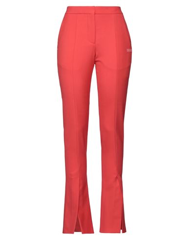 Off-white Woman Pants Tomato Red Size 4 Polyester, Virgin Wool, Elastane