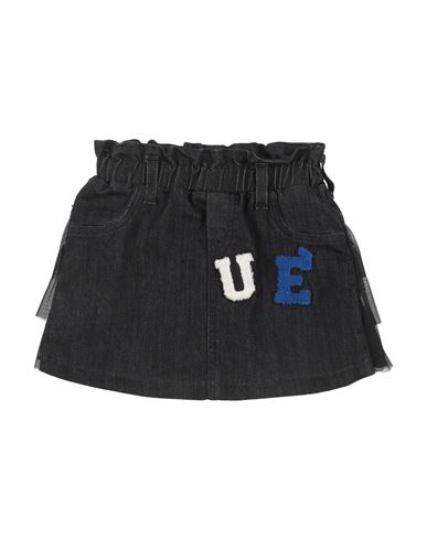 U+é Babies'  Toddler Girl Denim Skirt Black Size 4 Cotton, Elastane