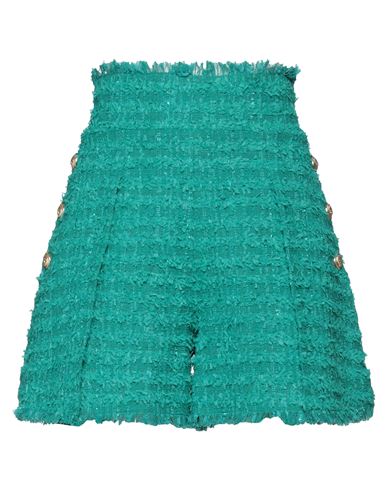 Shop Balmain Woman Shorts & Bermuda Shorts Emerald Green Size 6 Cotton, Polyamide, Polyester, Viscose
