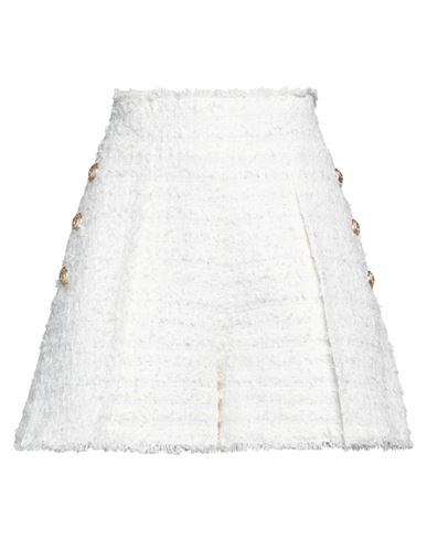 Balmain Woman Shorts & Bermuda Shorts White Size 4 Cotton, Polyamide, Polyester, Viscose