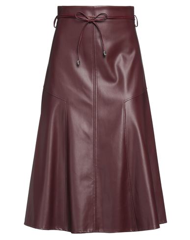 Shop Patrizia Pepe Woman Midi Skirt Burgundy Size 2 Polyurethane, Polyester In Red