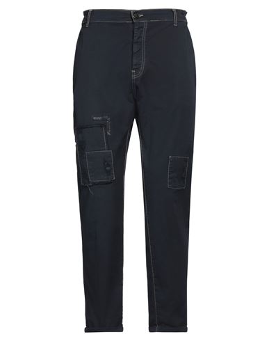 Frankie Morello Man Pants Navy Blue Size 38 Cotton, Elastane In Navy Blue