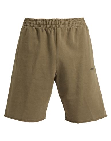 Off-white Man Shorts & Bermuda Shorts Military Green Size L Cotton