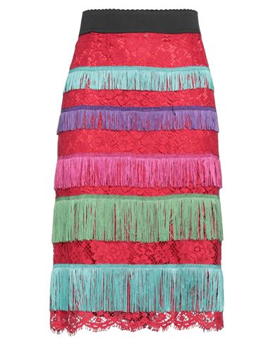 Dolce & Gabbana Woman Midi Skirt Red Size 12 Cotton, Viscose, Polyamide