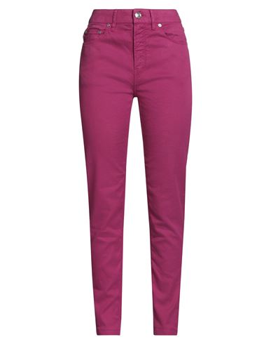 120% Lino Woman Jeans Fuchsia Size 2 Linen, Cotton, Elastane In Pink