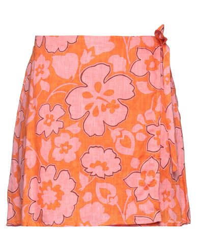 Faithfull The Brand Woman Mini Skirt Orange Size 8 Linen