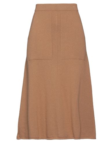 Stefanel Woman Midi Skirt Camel Size S Merino Wool, Viscose, Polyamide, Cashmere In Beige