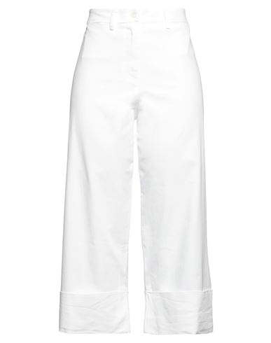 Fedeli Woman Pants White Size 8 Cotton, Elastane