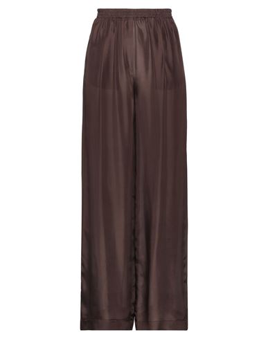 Solotre Woman Pants Dark Brown Size 8 Silk
