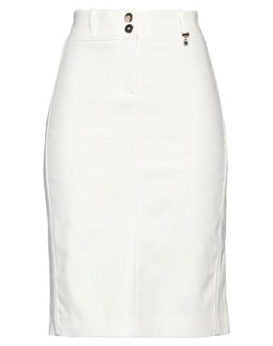 Angelo Marani Woman Midi Skirt White Size 6 Cotton, Polyamide, Elastane