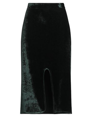 Jil Sander Woman Midi Skirt Dark Green Size 2 Viscose, Virgin Wool, Polyamide, Elastane