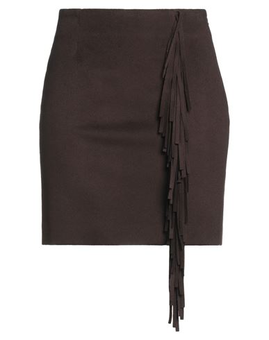 Shop Federica Tosi Woman Mini Skirt Dark Brown Size 4 Virgin Wool, Cashmere
